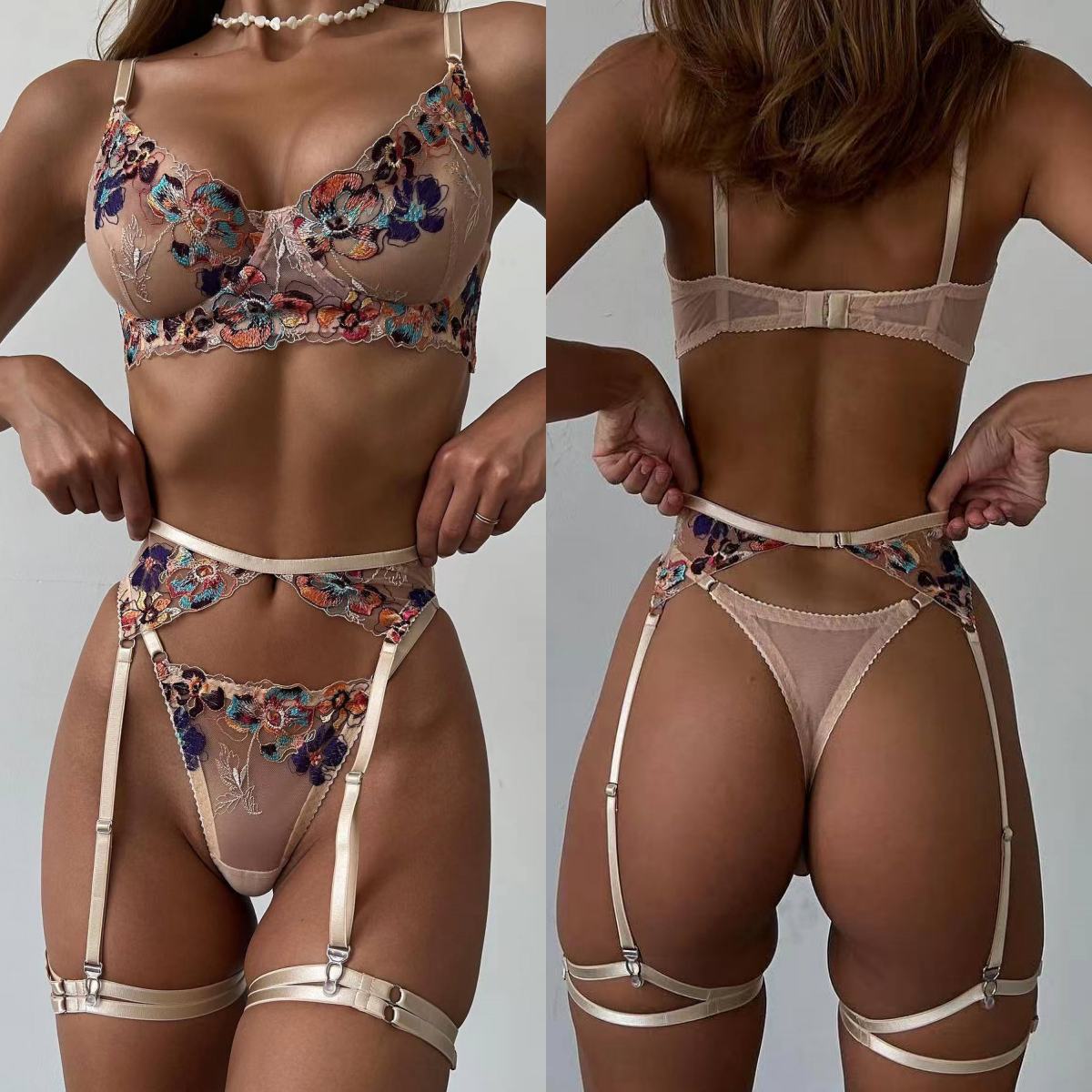 Luxury Skincare Sets - Krasapt luxo bordado lingerie transparente 4