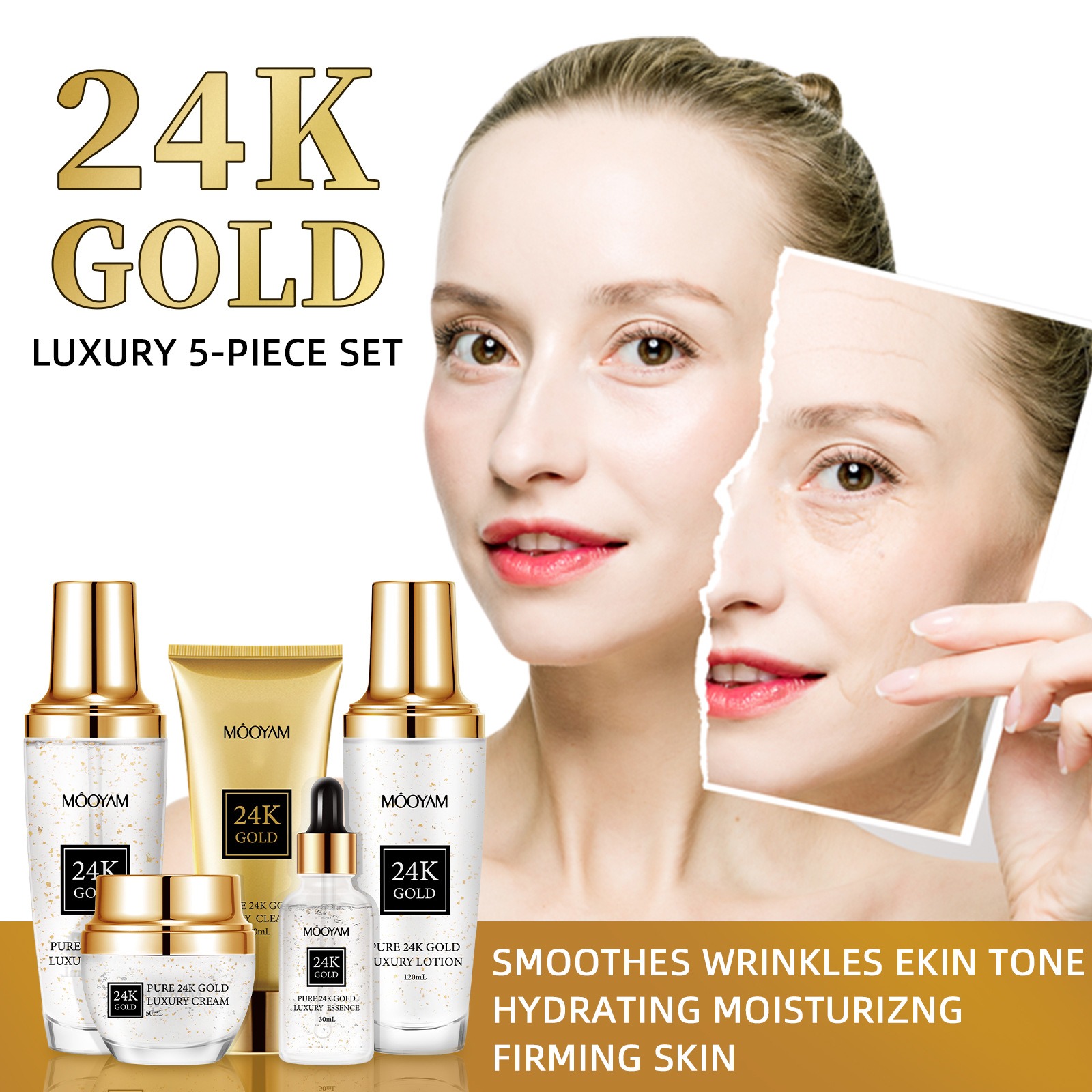 24k ouro luxo hidratante anti- - Luxury Skincare Sets avaliação e preço